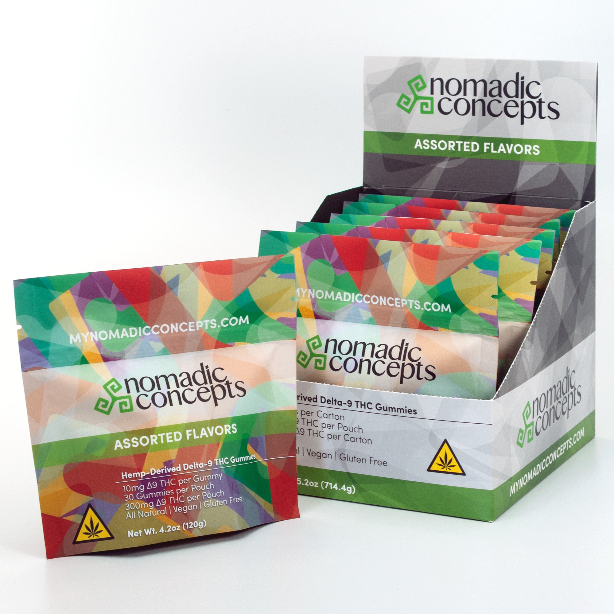 Nomadic Concepts assorted flavors packaging on a white background